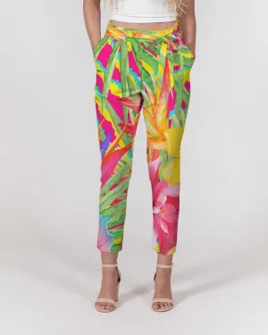 Paradise Island Floral Women's Belted Tapered Pants