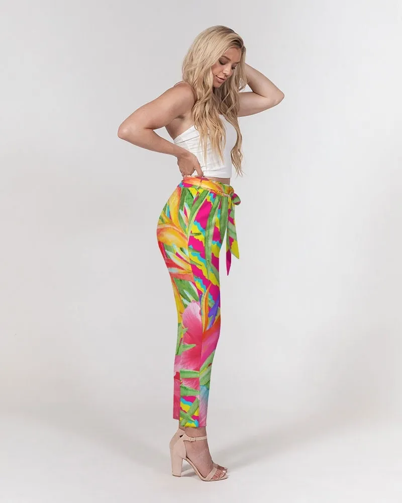 Paradise Island Floral Women's Belted Tapered Pants