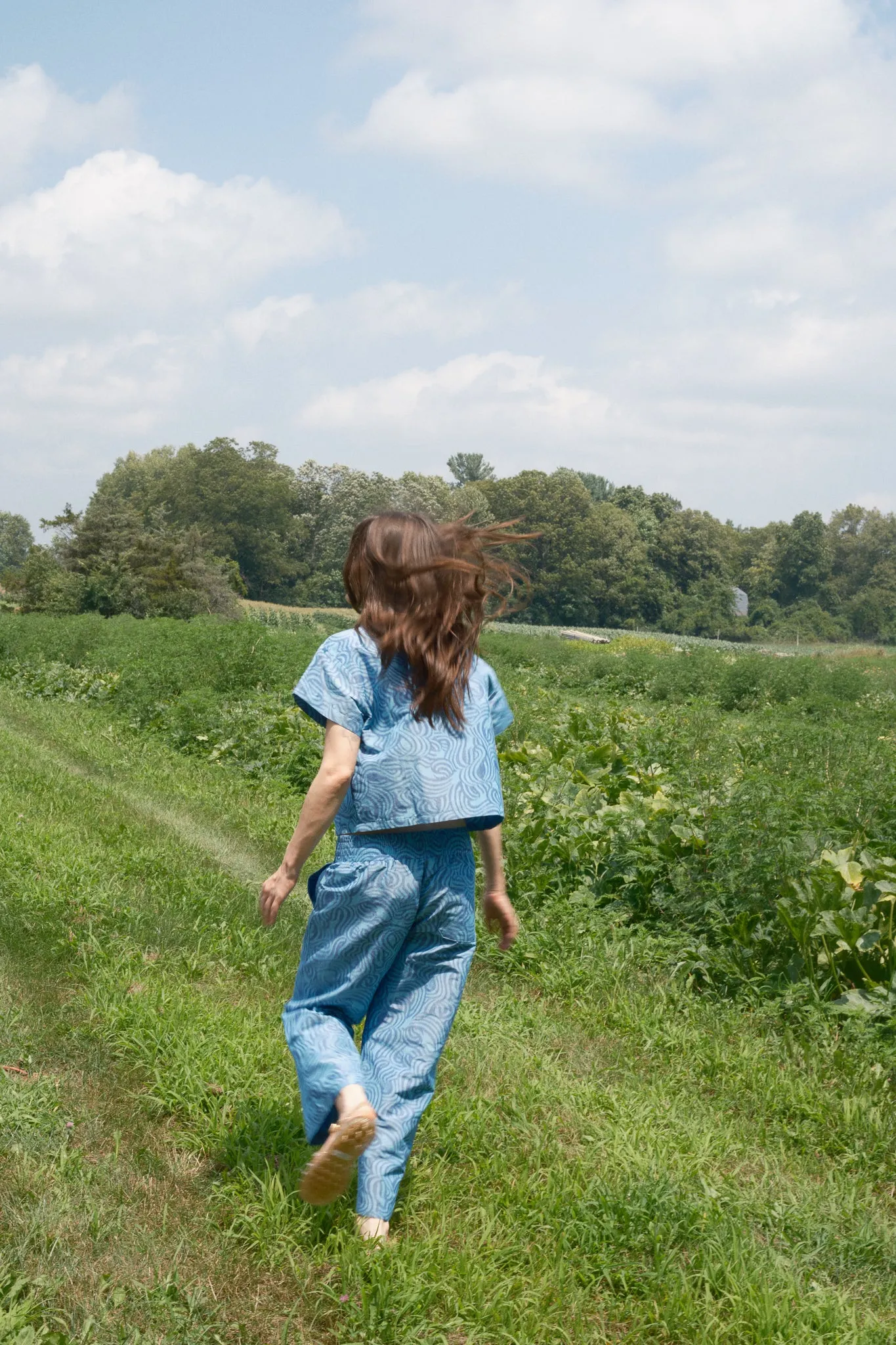 Patch Elastic Waist Pant - Blue Swirl