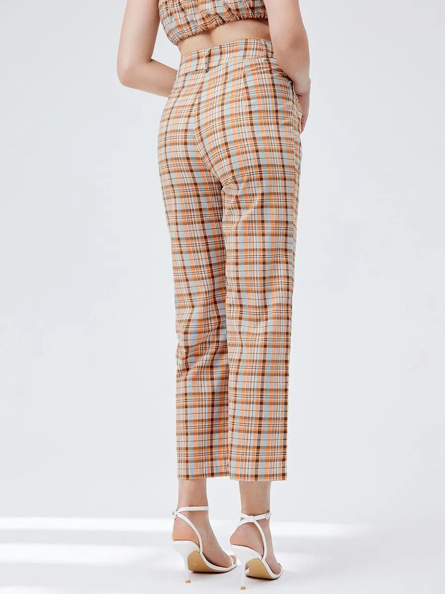 Plaid Straight Leg Cropped Pants