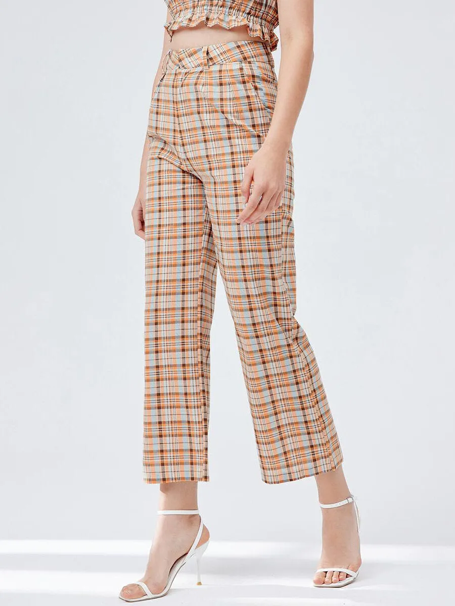 Plaid Straight Leg Cropped Pants