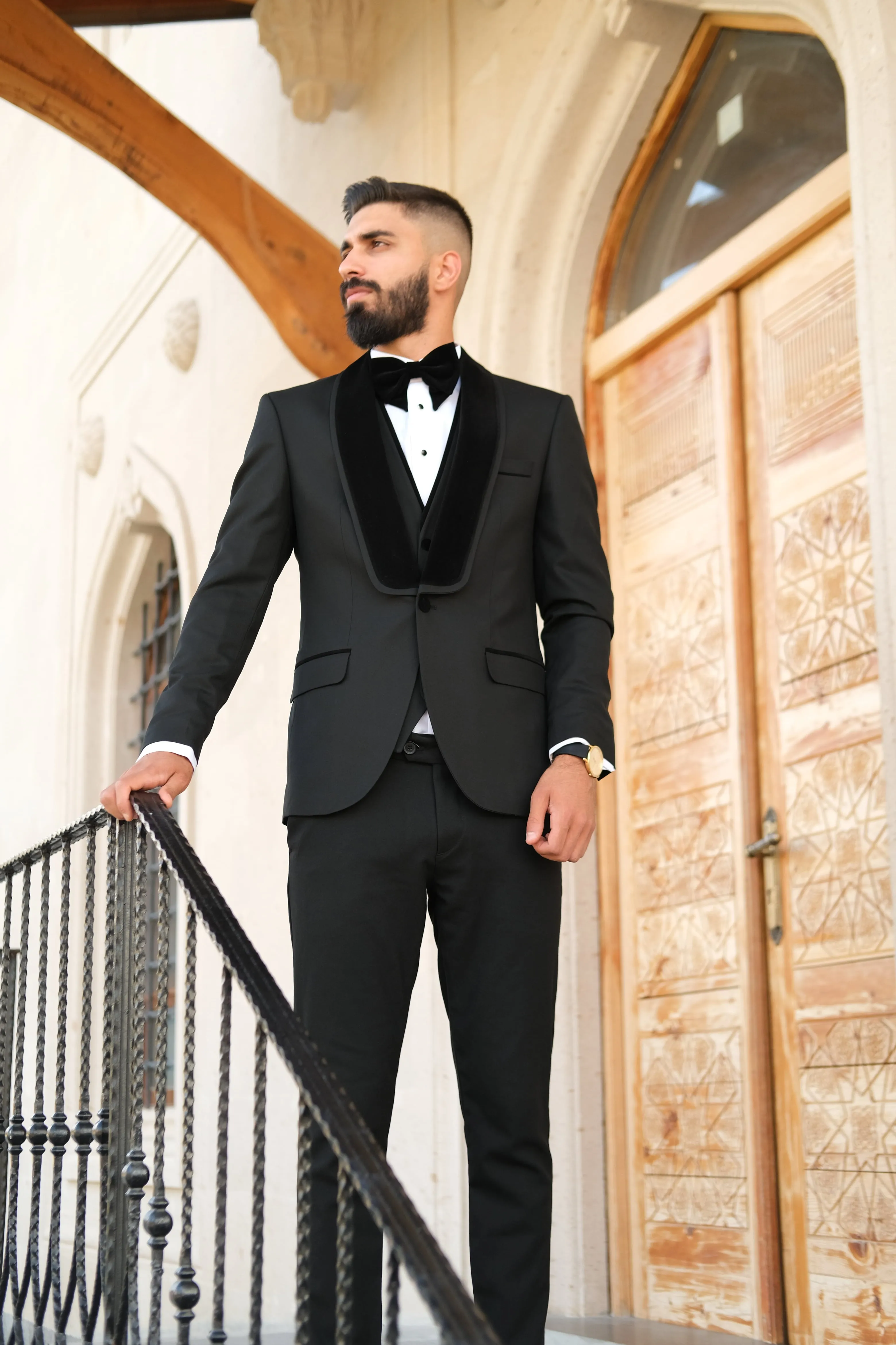 Premium Slim Fit Black Color Wedding Tuxedo _ Shawl velvet Lapel