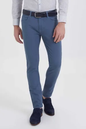 Regular Fit Low Waist Cotton Light Blue Casual Pants