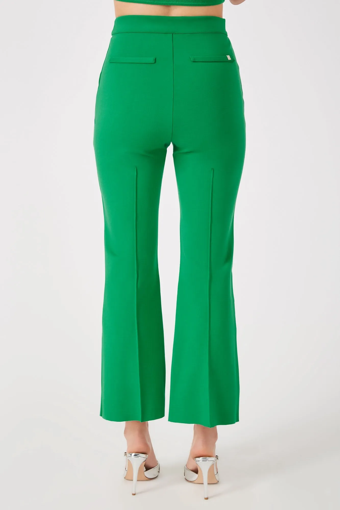 The Porterfield - Kelly Green Cropped Flare Pants with Pintuck