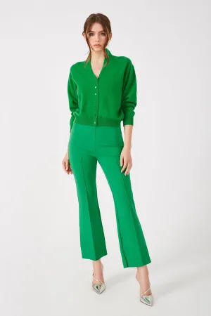 The Porterfield - Kelly Green Cropped Flare Pants with Pintuck