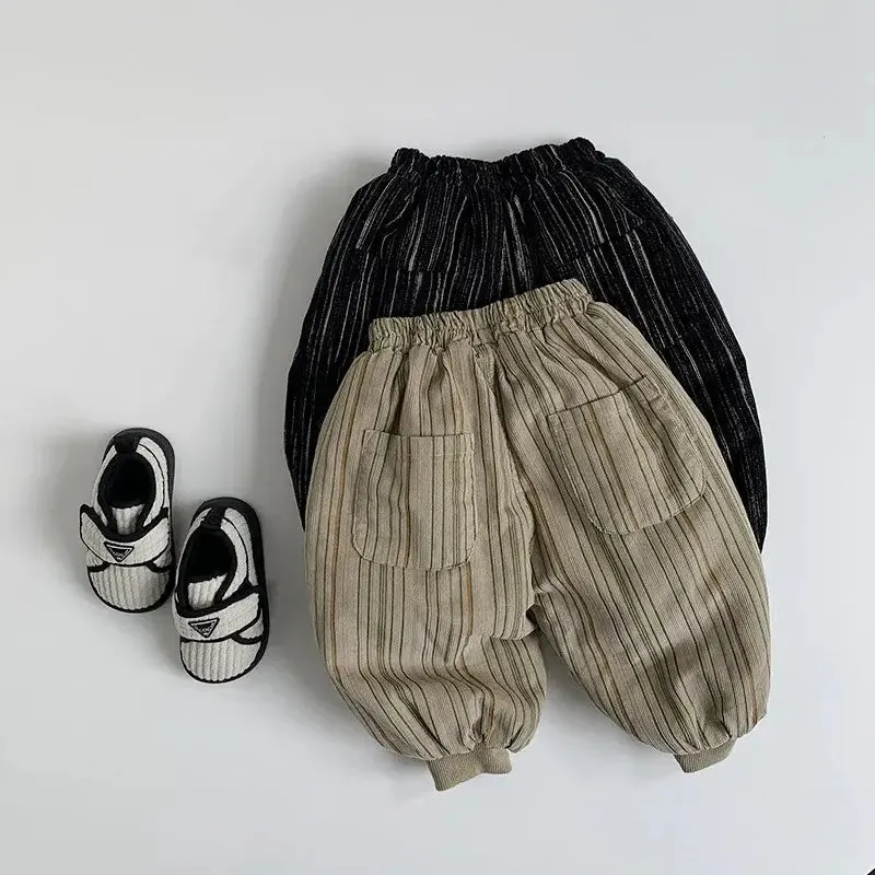 Thick Corduory Casual Striped Pants