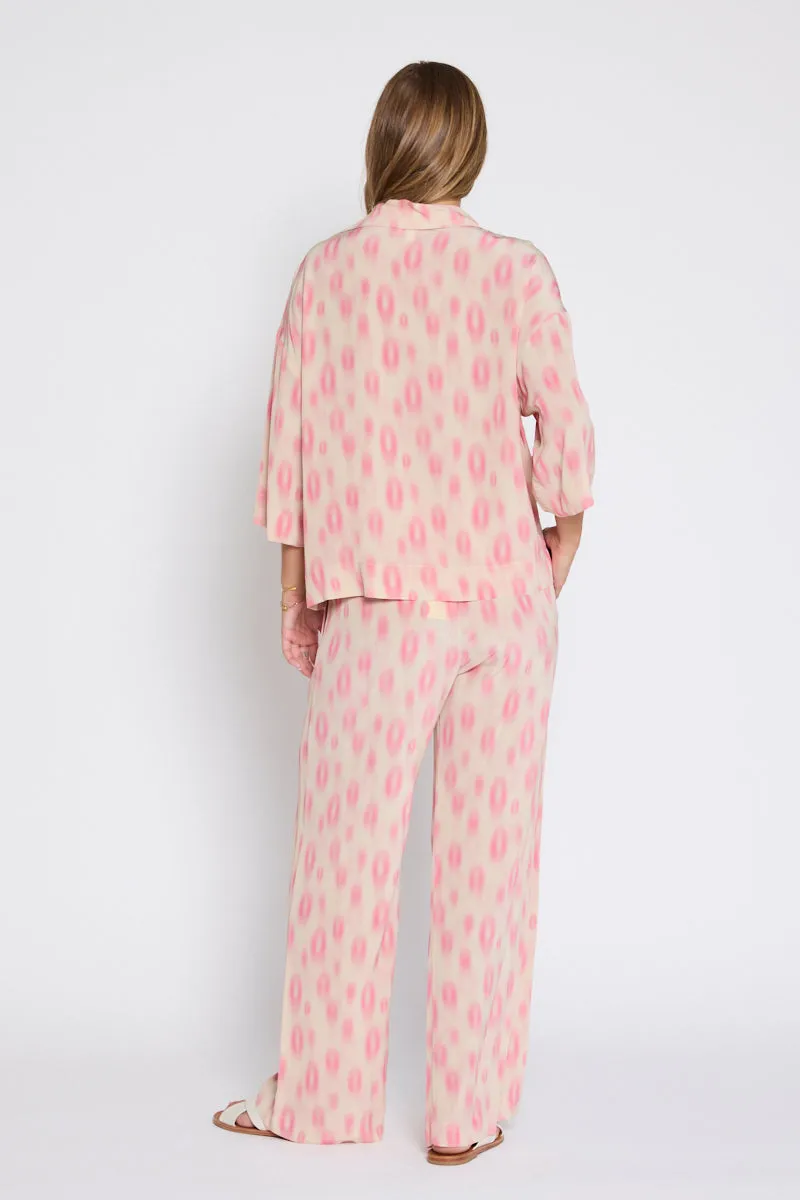 Trinity Drawstring Print Pant Natural/Pink