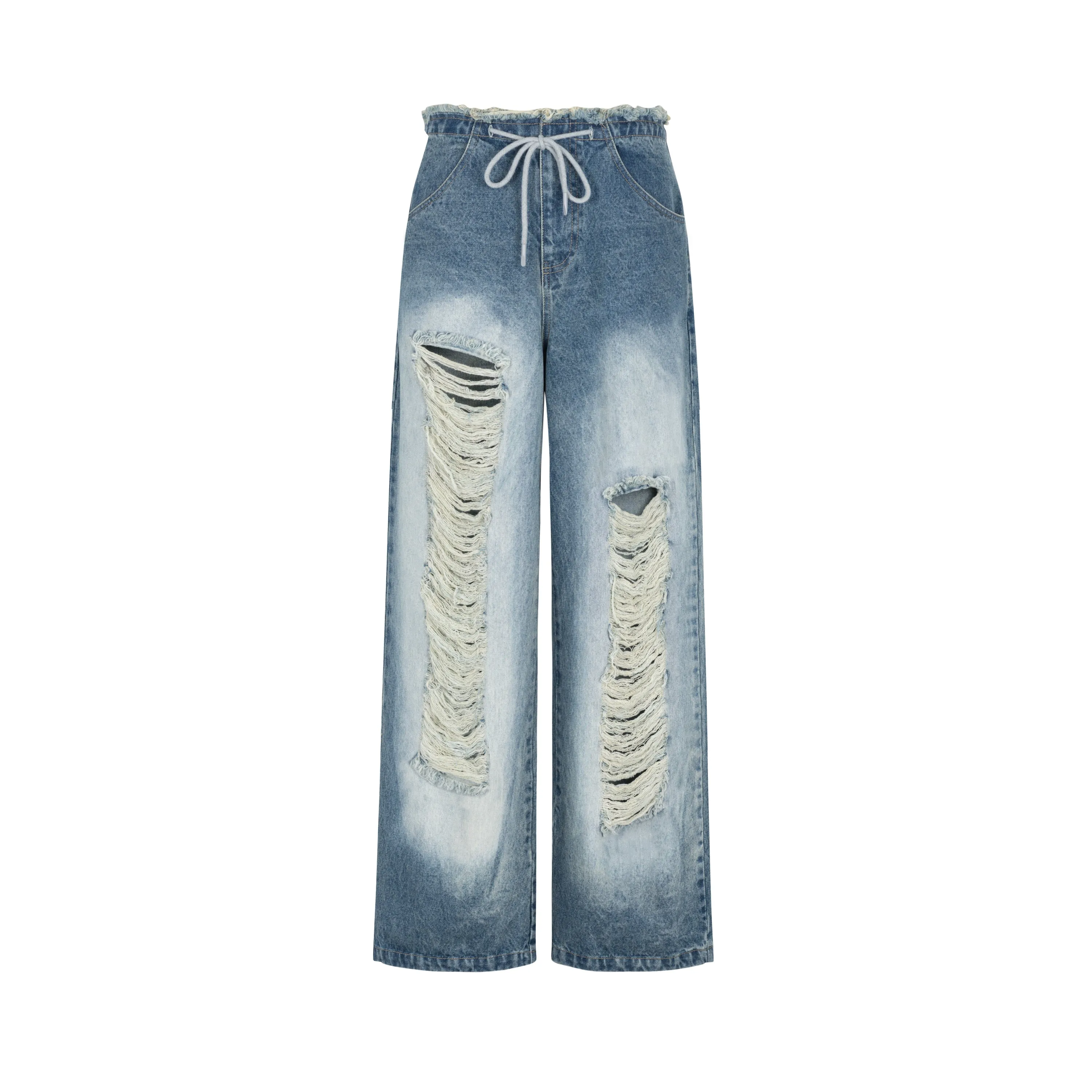 WESAME LAB RETRO BLUE WASHED JEANS WITH HOLES