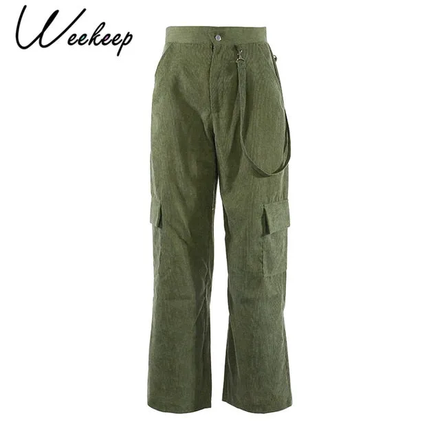 Women Casual Pockets Patchwork Cargo Pants