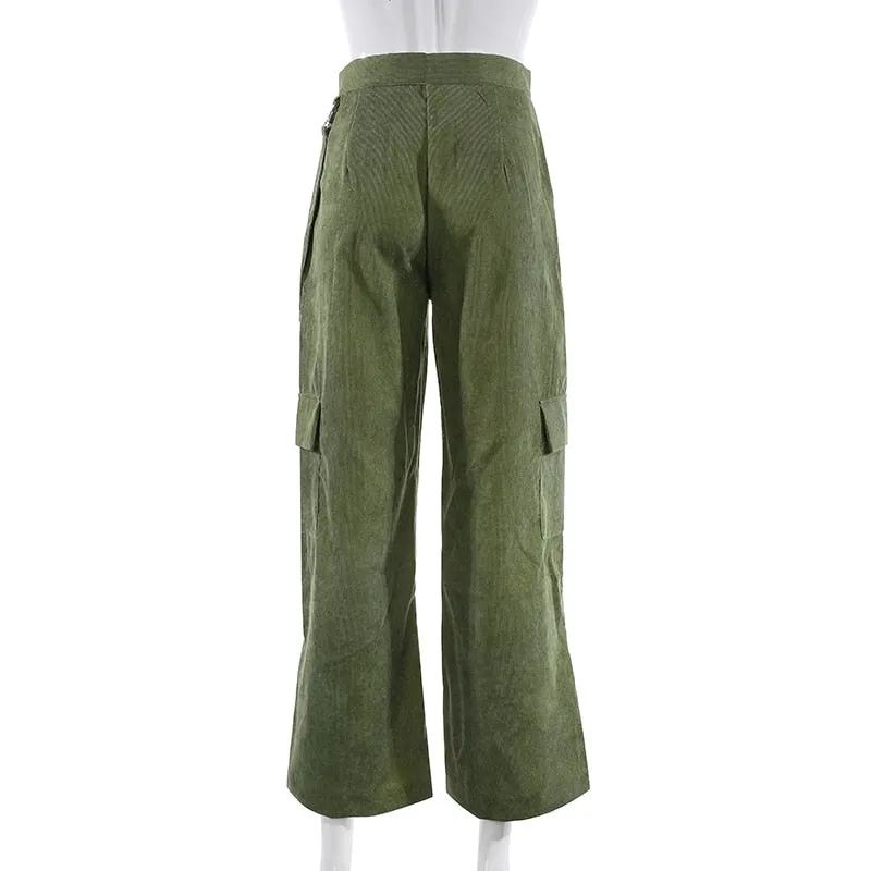 Women Casual Pockets Patchwork Cargo Pants