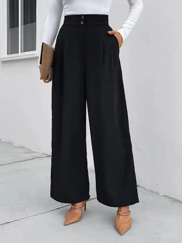 Women’s elastic elastic loose wide leg long pants