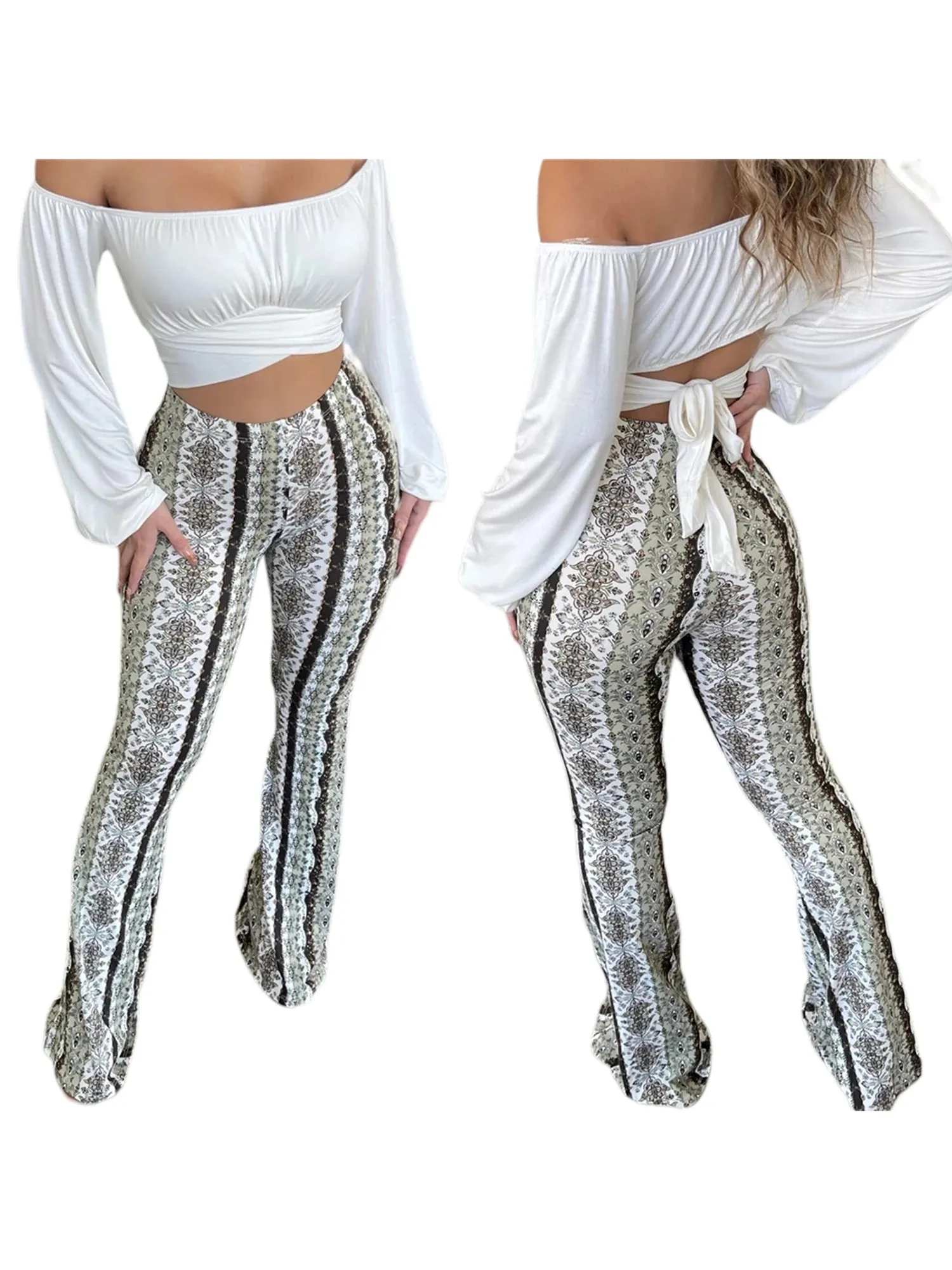 Women's  Flare Ethnic Print Pants