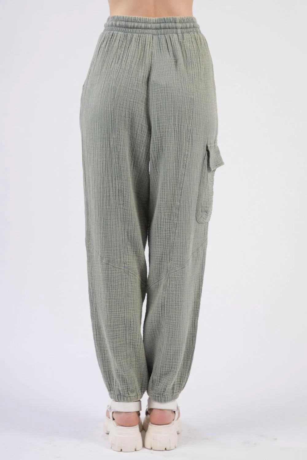 Woven Crinkle Gauze Drawstring Pants